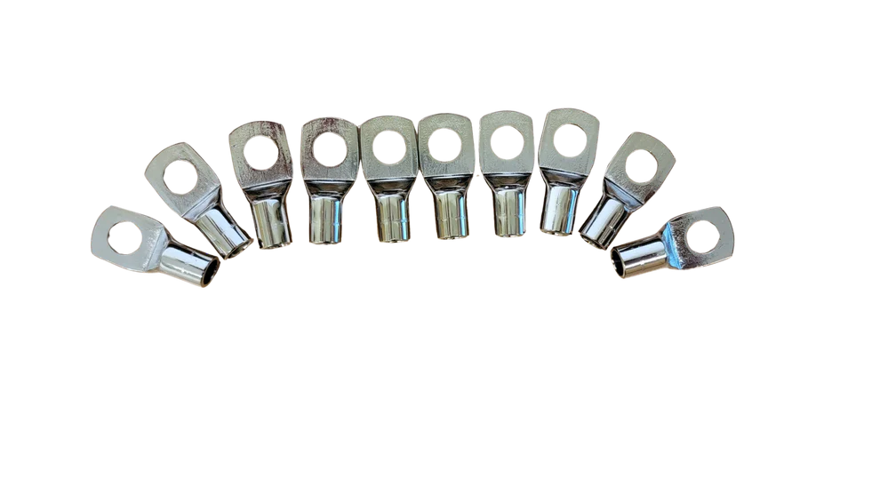 DC Audio 4AWG-10mm Holes Tinned Copper Ring Terminals w/ Heat Shrink Tubing - 10 Pack