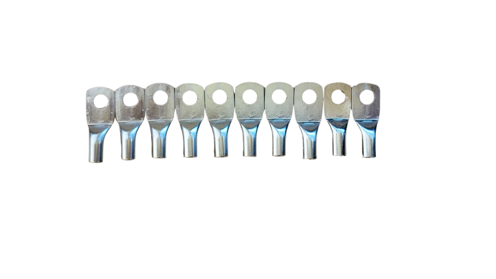 DC Audio 8AWG-6mm Holes Tinned Copper Ring Terminals w/ Heat Shrink Tubing - 10 Pack