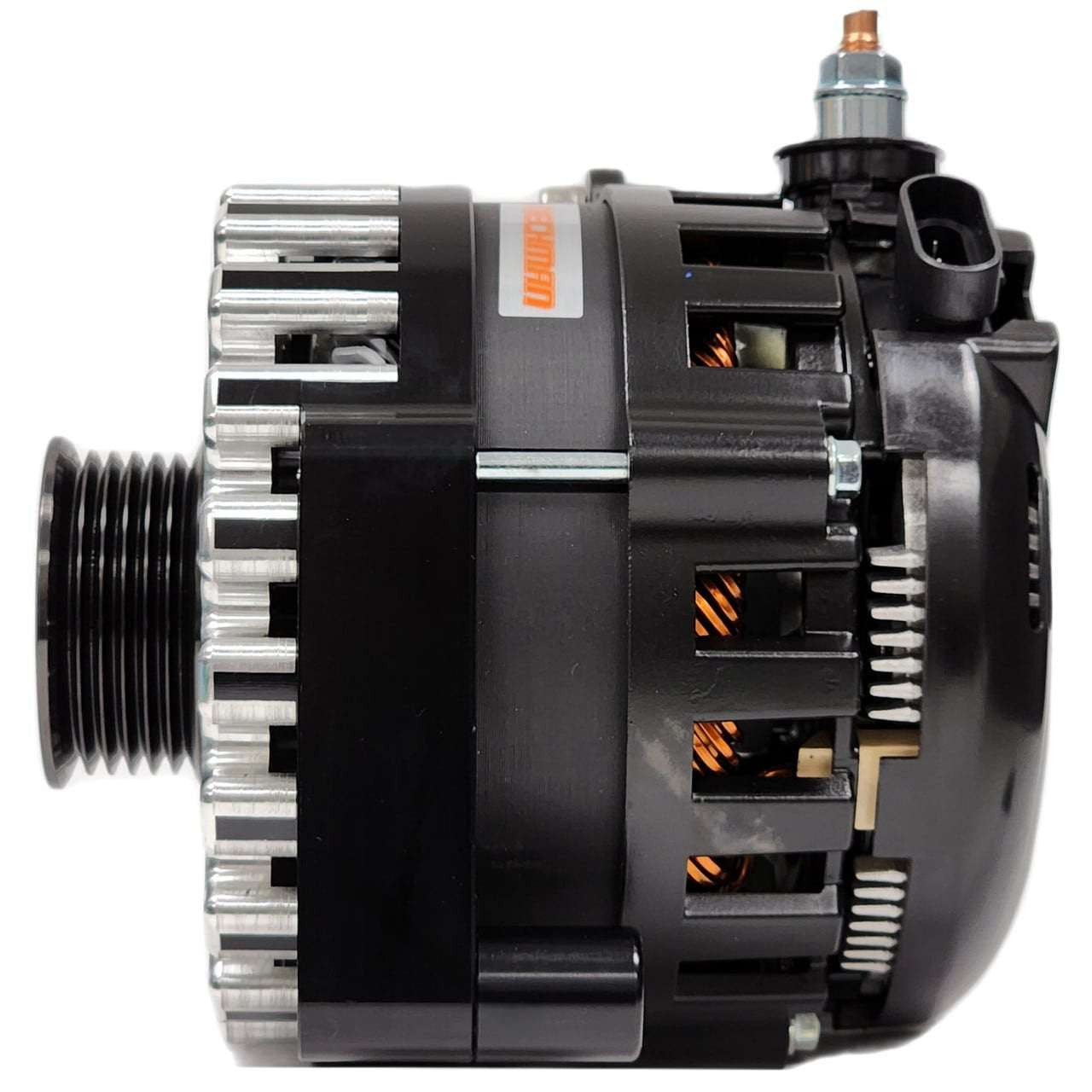 400 Amp Black Billet High Output Alternator for GM Truck / SUV with OEM STRETCH BELT