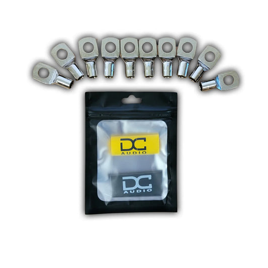 DC Audio 4AWG-10mm Holes Tinned Copper Ring Terminals w/ Heat Shrink Tubing - 10 Pack