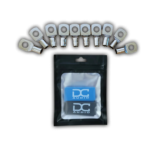 DC Audio 4AWG-10mm Holes Tinned Copper Ring Terminals w/ Heat Shrink Tubing - 10 Pack