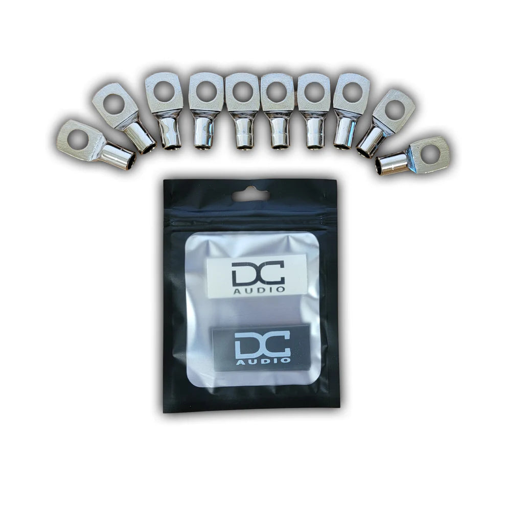 DC Audio 4AWG-10mm Holes Tinned Copper Ring Terminals w/ Heat Shrink Tubing - 10 Pack