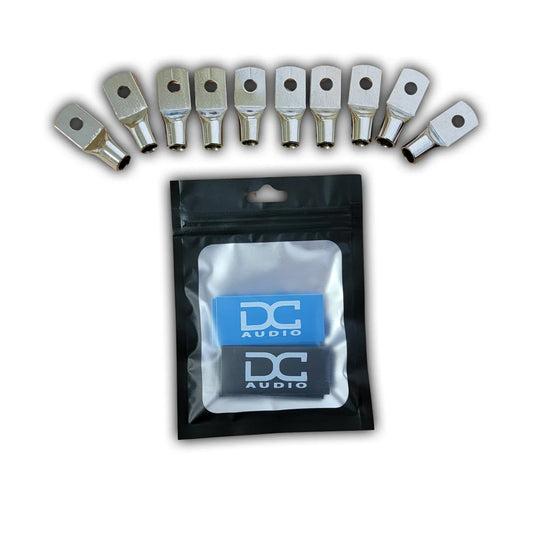 DC Audio 4AWG-6mm Holes Tinned Copper Ring Terminals w/ Heat Shrink Tubing - 10 Pack