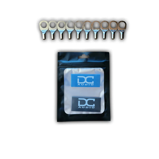 DC Audio 8AWG-10mm Holes Tinned Copper Ring Terminals w/ Heat Shrink Tubing - 10 Pack