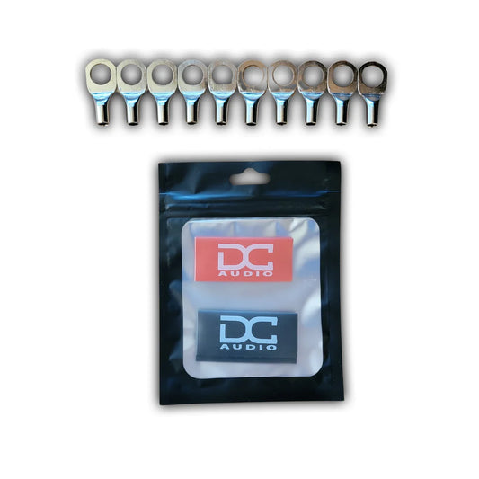 DC Audio 8AWG-10mm Holes Tinned Copper Ring Terminals w/ Heat Shrink Tubing - 10 Pack