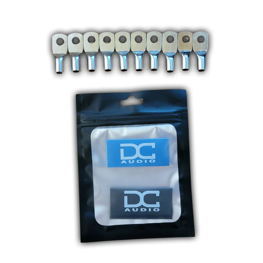 DC Audio 8AWG-6mm Holes Tinned Copper Ring Terminals w/ Heat Shrink Tubing - 10 Pack