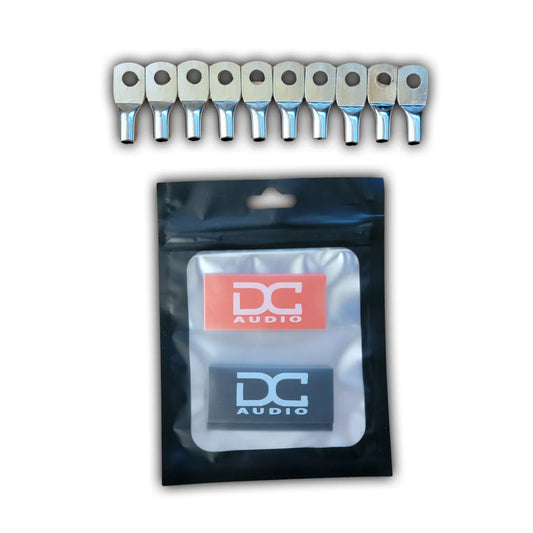 DC Audio 8AWG-6mm Holes Tinned Copper Ring Terminals w/ Heat Shrink Tubing - 10 Pack