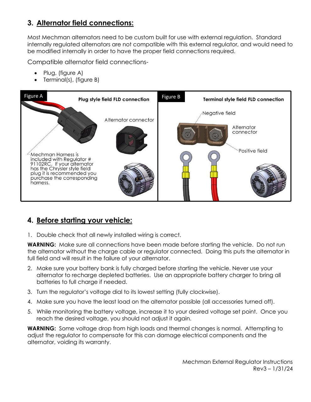 Mechman Adjustable External Regulator w/ 2 Pin Alt Harness (NOT GM 2pin)
