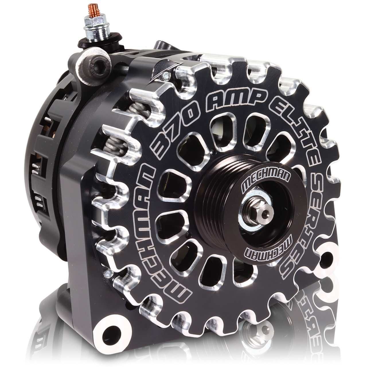 GM Truck 6.6L Diesel 370a Billet Alternator Side Output stud Black