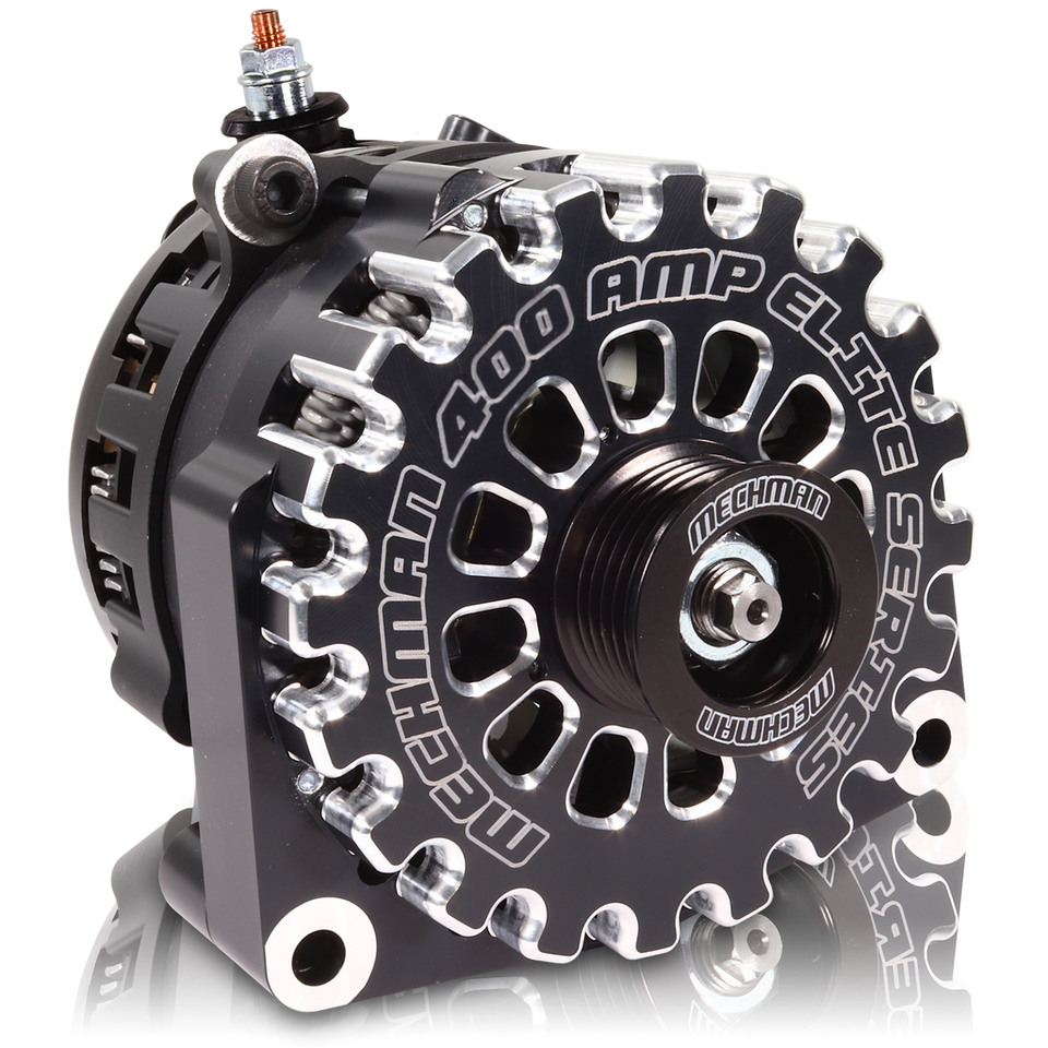 GM Truck 6.6L Diesel 400a Billet Alternator Side Output stud Black