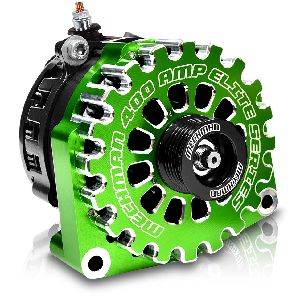 GM Truck 6.6L Diesel 400a Billet Alternator Side Output stud Green