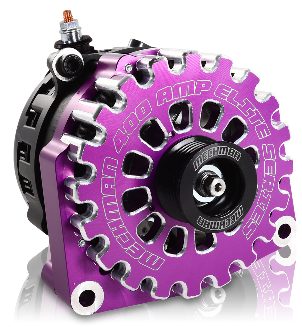 GM Truck 6.6L Diesel 400a Billet Alternator Side Output stud Purple