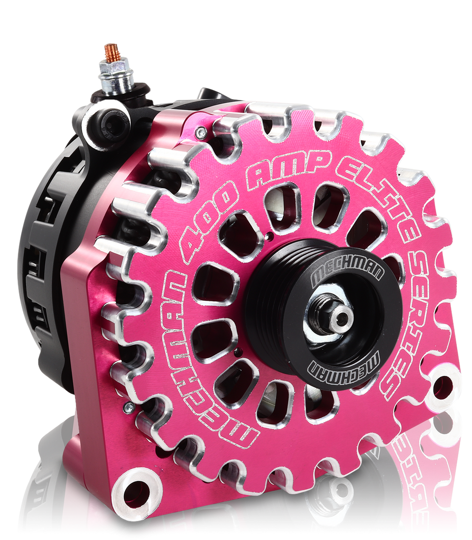GM Truck 6.6L Diesel 400a Billet Alternator Side Output stud Pink