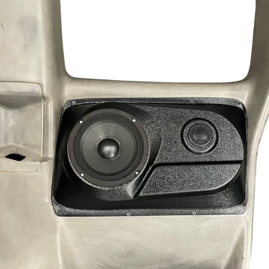 Single 6.5″ and Single Tweeter Speaker Pods for the Rear Door of a 00-06 Chevrolet Silverado-GMC Sierra Extended Cab Manual Window