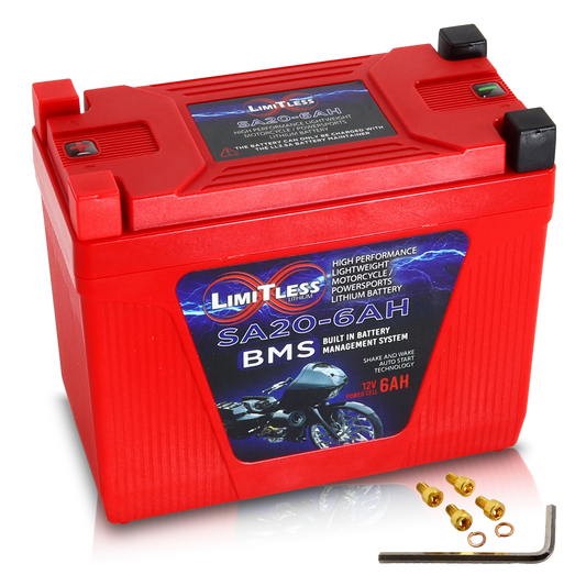 Shake Awake 20 Case 6Ah Smart Motorcycle battery With 3.5A Battery Maintainer