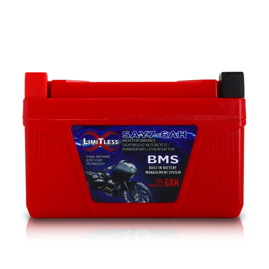 Shake Awake Y7 Case 6Ah Smart Motorcycle battery With 3.5A Battery Maintainer