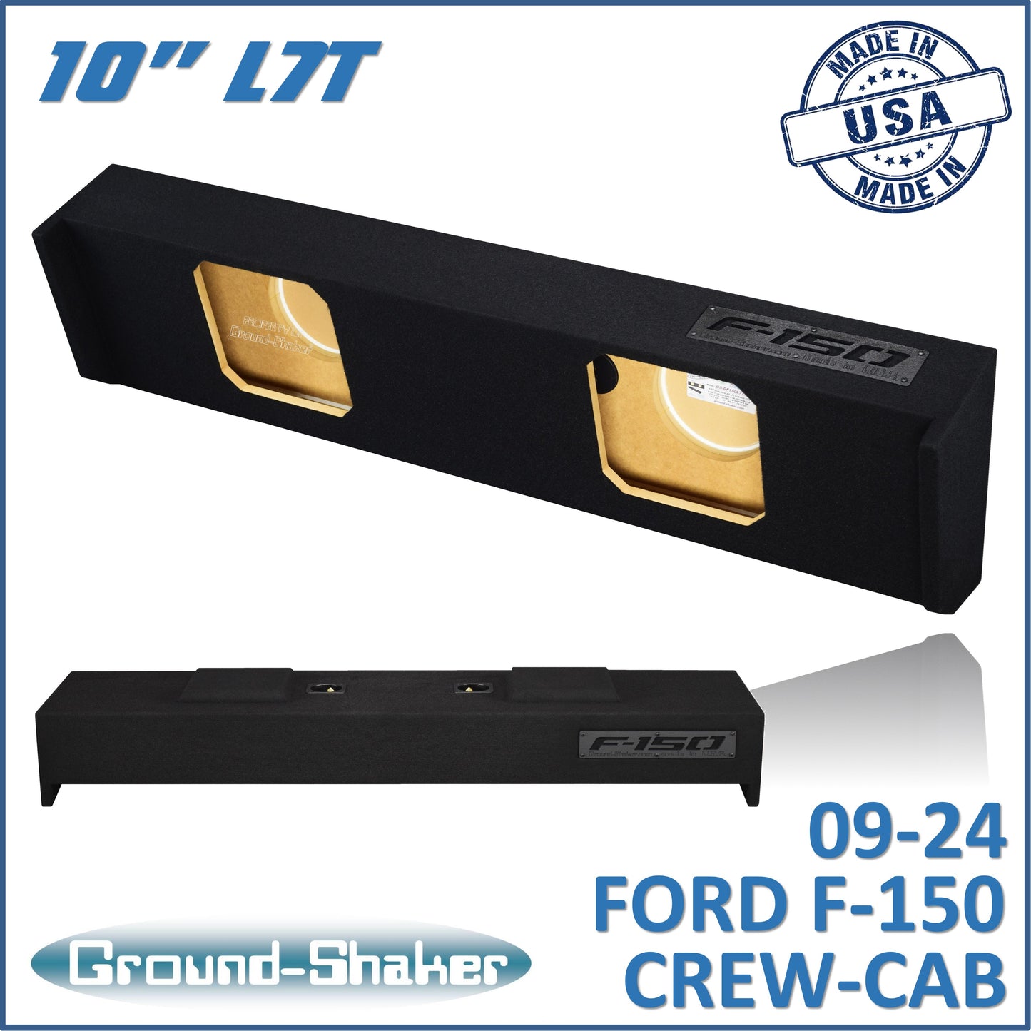 BLACK 10" DUAL SEALED SOLOBARIC SUB BOX, FITS 09-24 FORD F-150 CREW-CAB