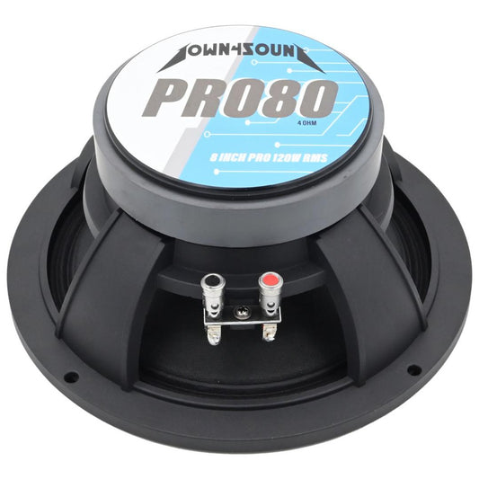 DOWN4SOUND D4S-PRO80- 8" Pro Audio Driver - 120W RMS, High-Performance Midrange Speaker