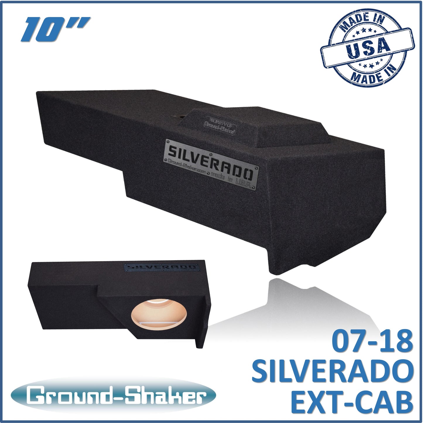 BLACK 10" SINGLE SEALED SUB BOX, FITS 07-18 CHEVY SILVERADO EXTENDED CAB