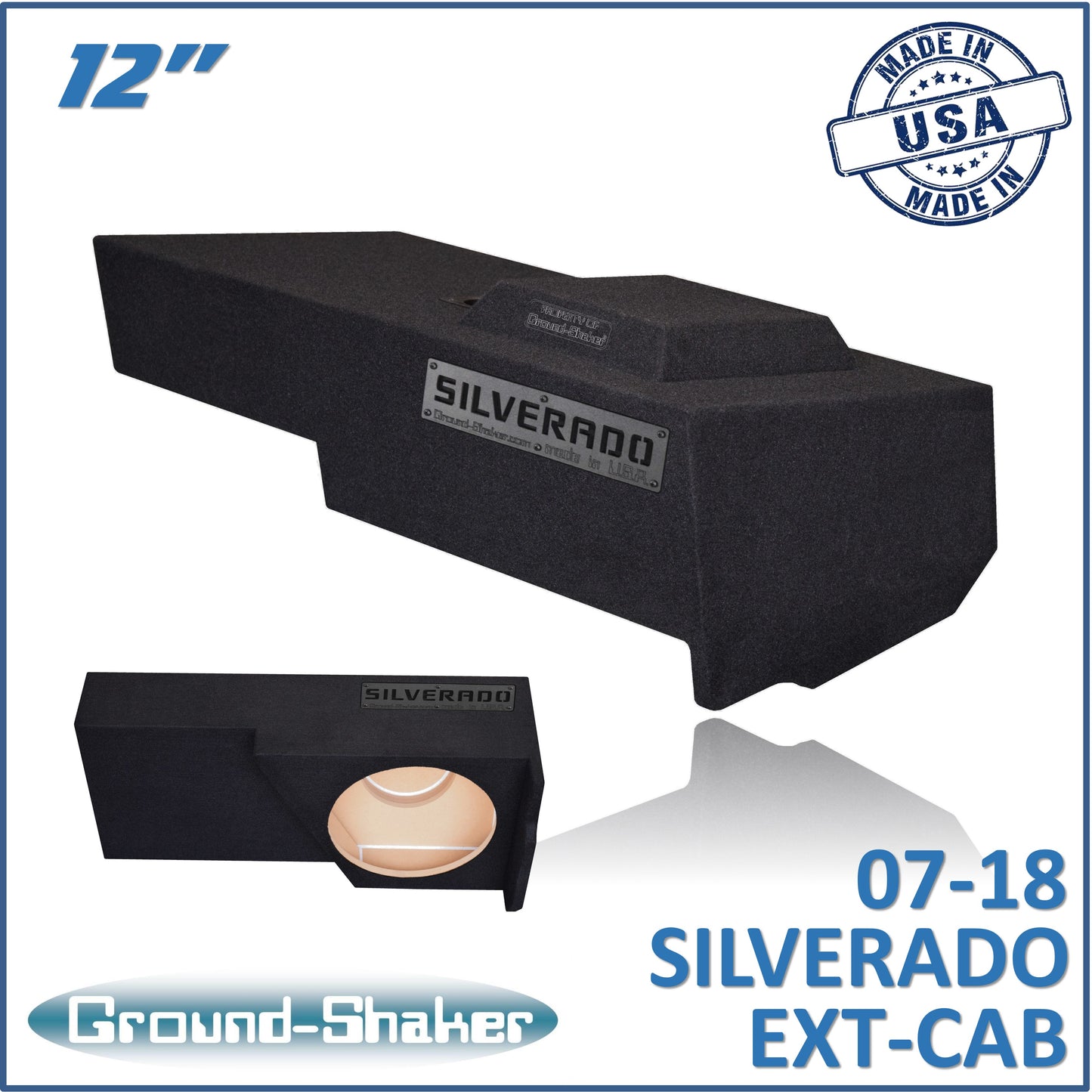 BLACK 12" SINGLE SEALED SUB BOX, FITS 07-18 CHEVY SILVERADO EXTENDED CAB