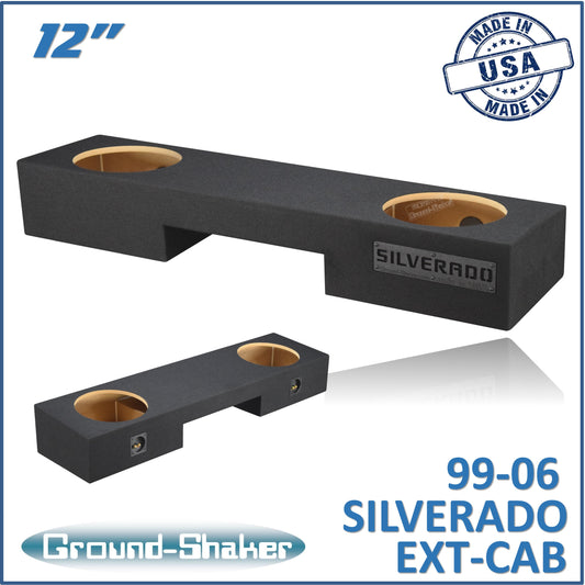 BLACK 12" DUAL SEALED SUB BOX, FITS 99-06 & 07 CLASSIC CHEVY SILVERADO EXT-CAB