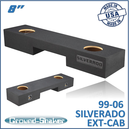 BLACK 8" DUAL SEALED SUB BOX, FITS 99-06 & 07 CLASSIC CHEVY SILVERADO EXT-CAB