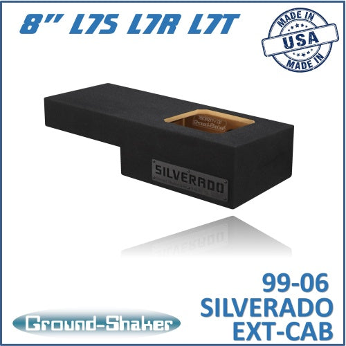 BLACK 8" SINGLE SEALED SOLOBARIC SUB BOX, FITS 99-06 & 07 CLASSIC CHEVY SILVERADO EXT-CAB