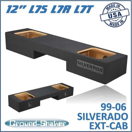 BLACK 12" DUAL SEALED SOLO-BARIC SUB BOX, FITS 99-06 & 07 CLASSIC CHEVY SILVERADO EXT-CAB