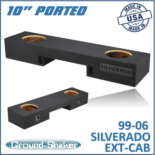 BLACK 10" DUAL PORTED SUB BOX, FITS 99-06 & 07 CLASSIC CHEVY SILVERADO EXT-CAB