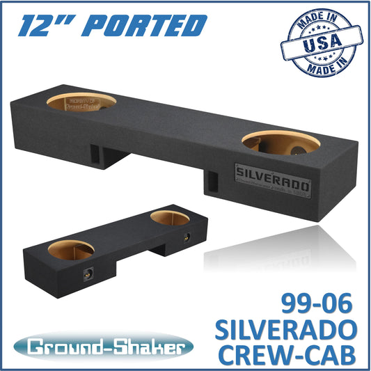 BLACK 12" DUAL PORTED SUB BOX, FITS 99-06 & 07 CLASSIC CHEVY SILVERADO EXT-CAB