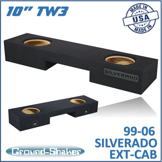 BLACK 10" TW3 DUAL SEALED SUB BOX, FITS 99-06 & 07 CLASSIC CHEVY SILVERADO EXT-CAB