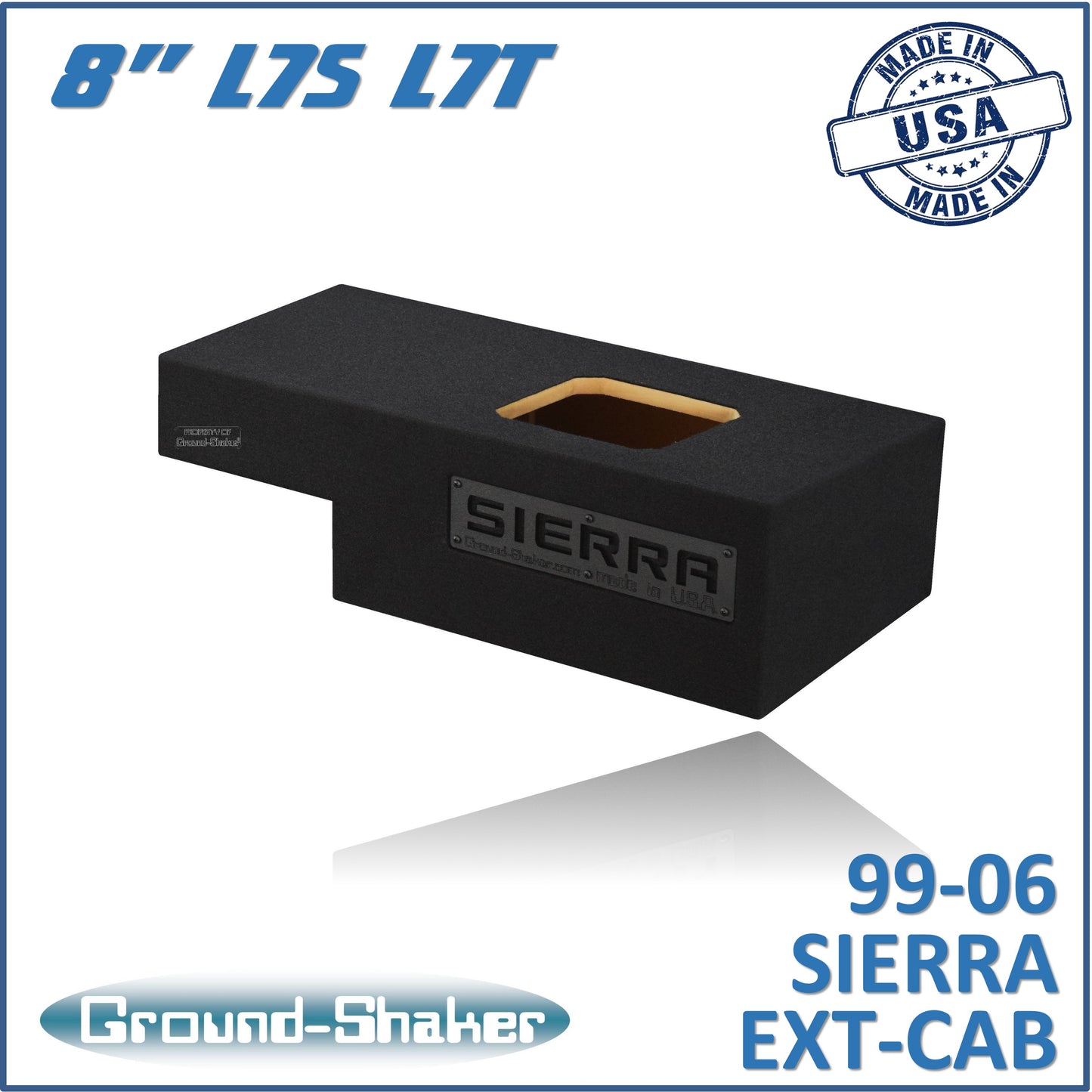 BLACK 8" SINGLE SEALED SOLO-BARIC SUB BOX, FITS 99-06 & 07 CLASSIC CHEVY GMC SIERRA EXT-CAB