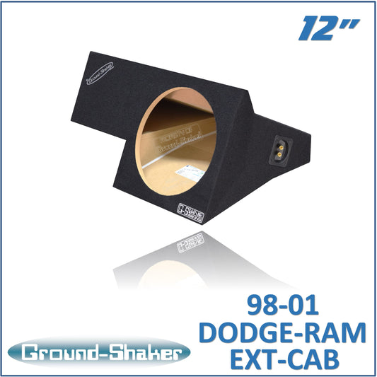 BLACK 12" SINGLE SEALED SUB BOX, FITS 98-01 DODGE RAM EXTENDED-CAB / QUAD-CAB