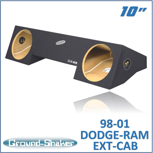 BLACK 10" DUAL SEALED SUB BOX, FITS 98-01 DODGE RAM EXTENDED-CAB / QUAD-CAB