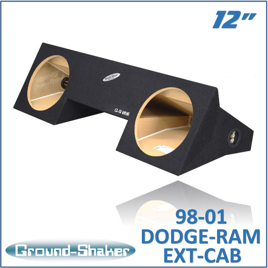 BLACK 12" DUAL SEALED SUB BOX, FITS 98-01 DODGE RAM EXTENDED-CAB / QUAD-CAB