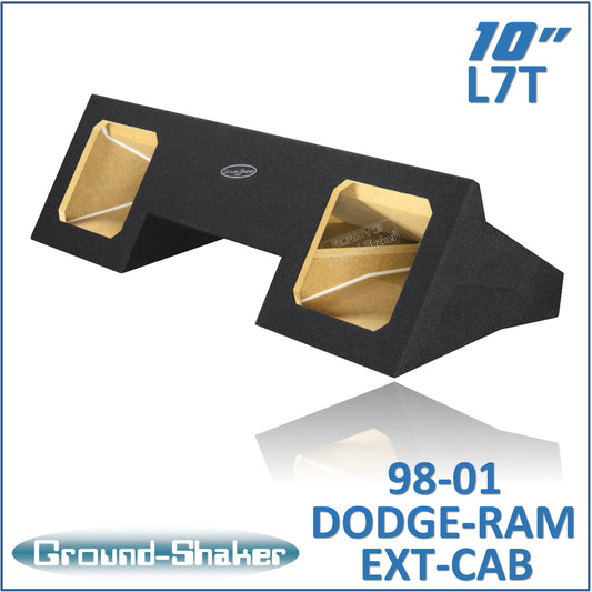 BLACK 10" DUAL SEALED L7T SUB BOX, FITS 98-01 DODGE RAM EXTENDED-CAB / QUAD-CAB