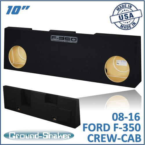 BLACK 10" DUAL SEALED SUB BOX, FITS 08-16 FORD F-350 CREW-CAB