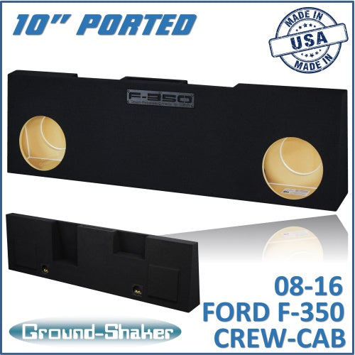 BLACK 10" DUAL PORTED SUB BOX, FITS 08-16 FORD F-350 CREW-CAB