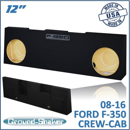 BLACK 12" DUAL SEALED SUB BOX, FITS 08-16 FORD F-350 CREW-CAB