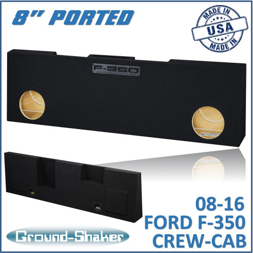 BLACK 8" DUAL PORTED SUB BOX, FITS 08-16 FORD F-350 CREW-CAB