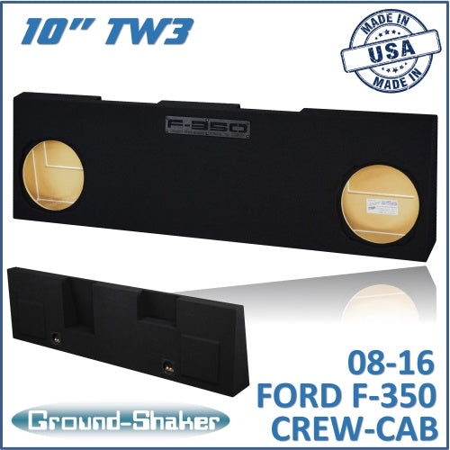 BLACK 10" DUAL SEALED TW3 SUB BOX, FITS 08-16 FORD F-350 CREW-CAB