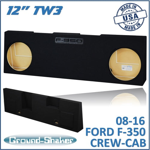 BLACK 12" DUAL SEALED TW3 SUB BOX, FITS 08-16 FORD F-350 CREW-CAB
