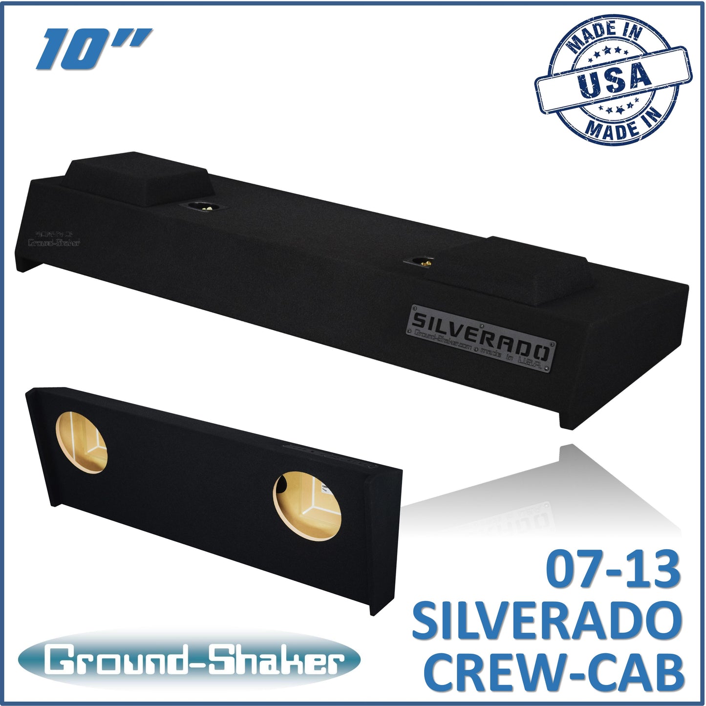 BLACK 10" DUAL SEALED SUB BOX, FITS 07-13 CHEVY SILVERADO CREW-CAB