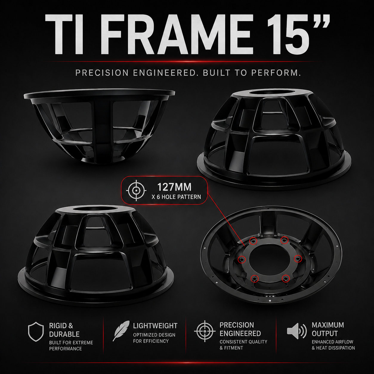 15" Ti Subwoofer Frame in black