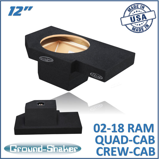 BLACK 12" SINGLE SEALED SUB BOX, FITS 02-18 DODGE RAM 1500 CREW-CAB & EXT-CAB