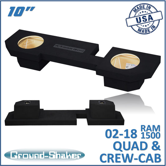 BLACK 10" DUAL SEALED SUB BOX, FITS 02-18 DODGE RAM 1500 CREW-CAB & EXT-CAB
