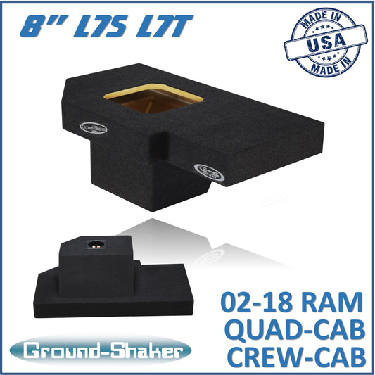 BLACK 8" SINGLE SEALED SOLOBARIC SUB BOX, FITS 02-18 DODGE RAM 1500 CREW-CAB & EXT-CAB