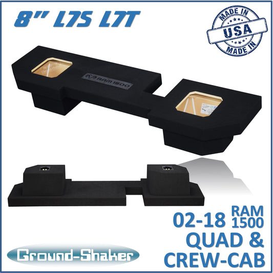 BLACK 8" DUAL SEALED SOLOBARIC SUB BOX, FITS 02-18 DODGE RAM 1500 CREW-CAB & EXT-CAB