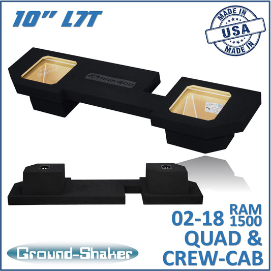 BLACK 10" DUAL SEALED SOLOBARIC L7T SUB BOX, FITS 02-18 DODGE RAM 1500 CREW-CAB & EXT-CAB