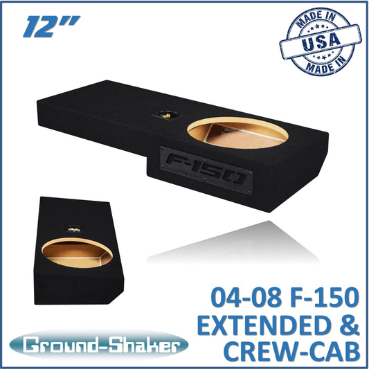 BLACK 12" SINGLE SEALED SUB BOX, FITS 04-08 FORD F-150 EXTENDED & CREW-CAB